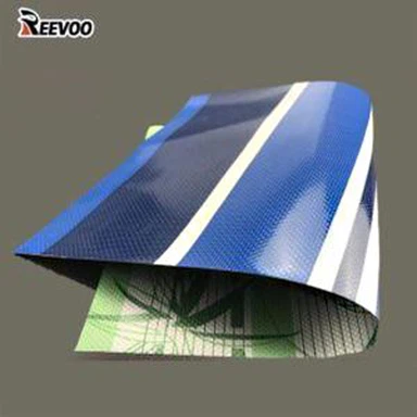 500D 18x17 0.40 厚さの防水 PVC ブルー ストライプ ターポリン生地